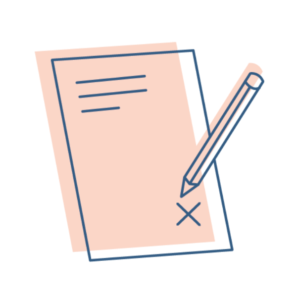 Illustration, die einen Antrag und Stift zeigt.