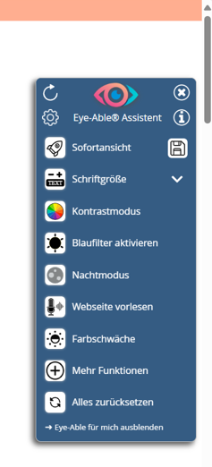 Eye-Able Assist Icon Werkzeuge zur barrierefreien Navigation