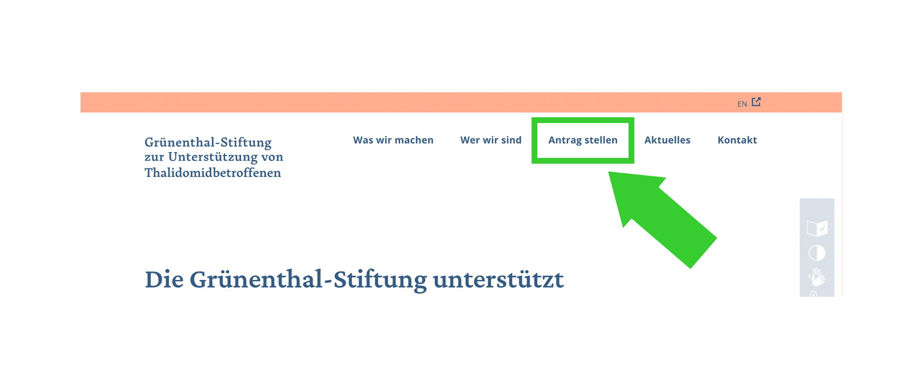 Website der Grünenthal-Stiftung Antrag erstellen