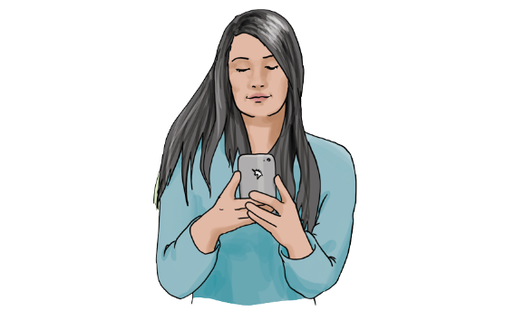 Icon junge Frau am Smartphone