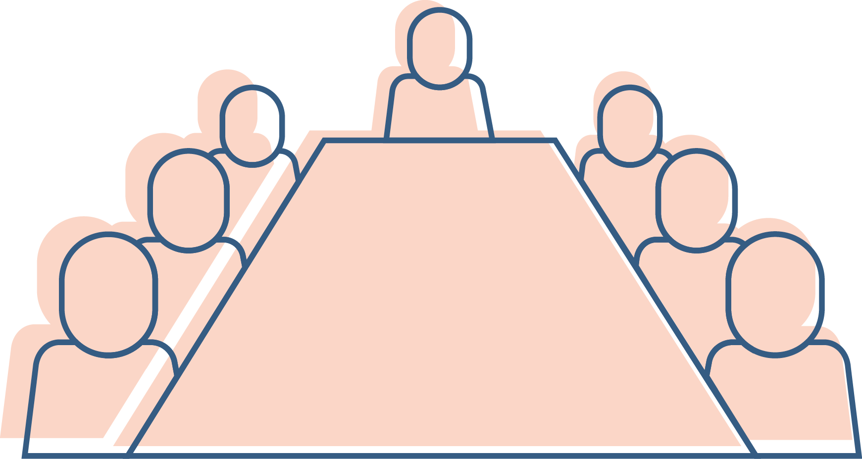 Illustration, die am Tisch sitzende Personen zeigt und den Stiftungsrat darstellt